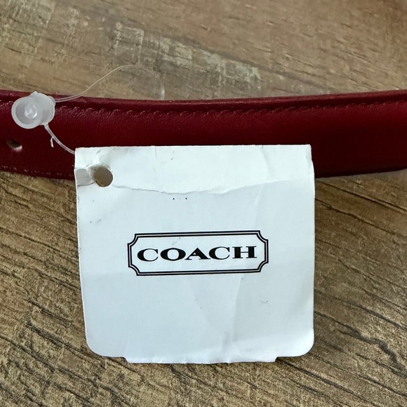 Coach Vintage Red Leather Belt Gold Brass Buckle Large NWT - Picture 5 of 10